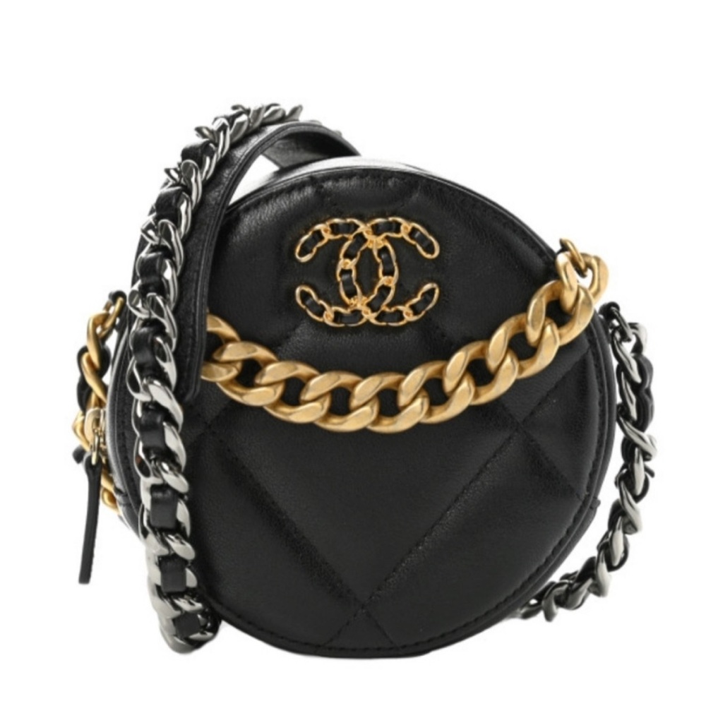 Chanel 19 Black Leather Small Round Crossbody Bag